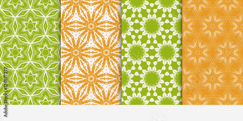 seamless floral geometric patterns set. Texture for design wallpaper, pattern fills, web page, banner