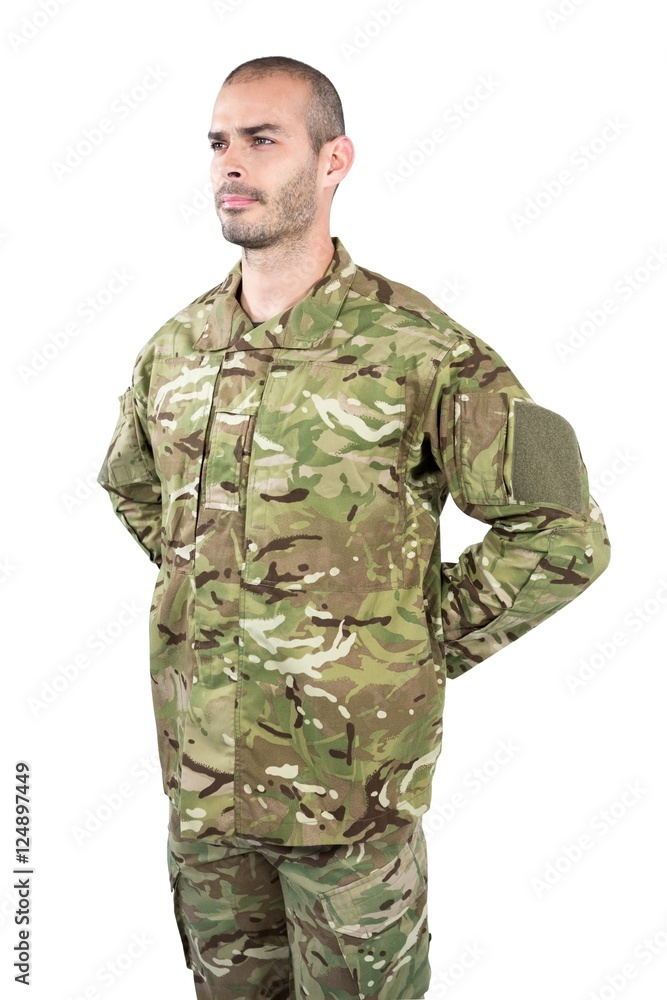 Soldier standing on white background Soldier standing on white background