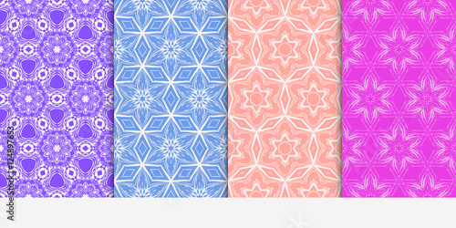 Seamless floral patterns set. Vector illustration. Texture for design wallpaper, pattern fills