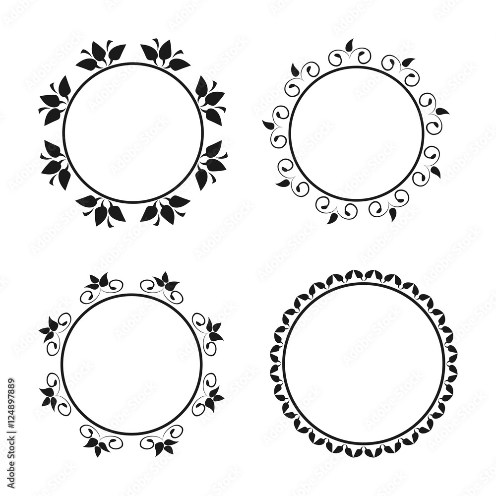 Set of round ornate borders. Frames with floral ornaments. Set of round ornate borders. Frames with floral ornaments.