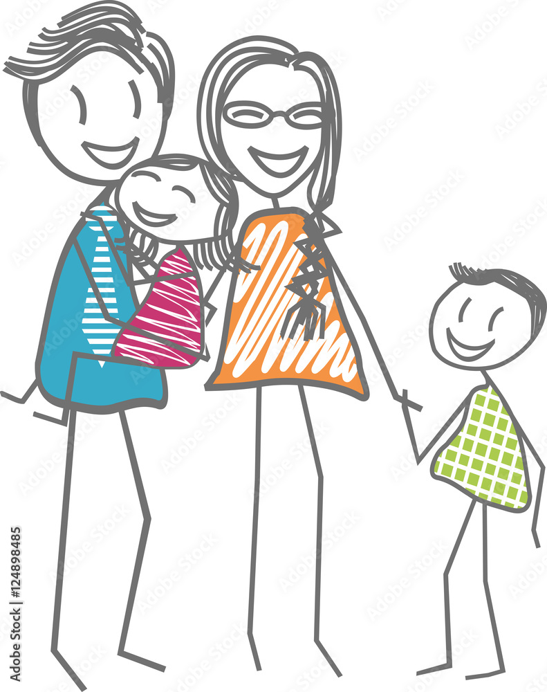 Une famille heureuse avec les parents et les enfants unis et souriants Une famille heureuse avec les parents et les enfants unis et souriants