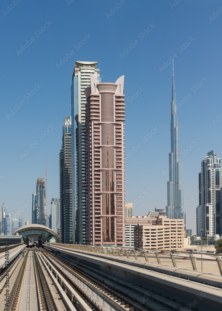 Metro subway tracks in the United Arab Emirates Metro subway tracks in the United Arab Emirates