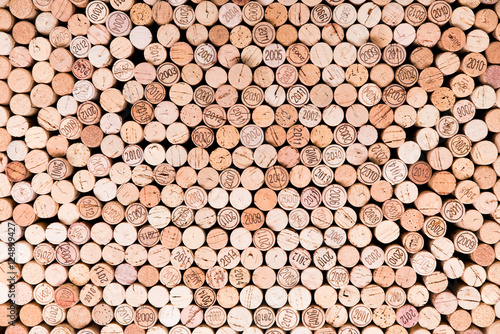 stacking wine cork background with vintage years