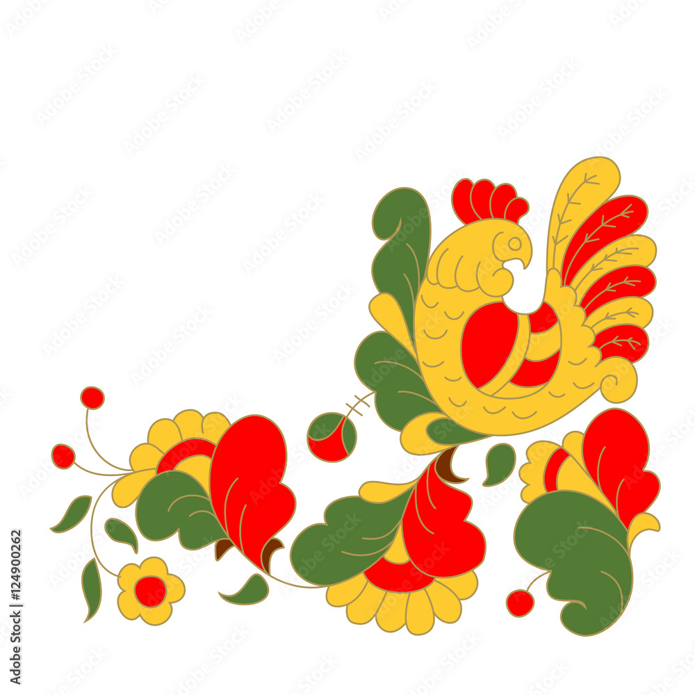 Obraz premium Rooster, cock portrait cartoon vector illustration. Holiday card design element. Merry Christmas, happy New Year memory card, advertisement design. Chinese year symbol.