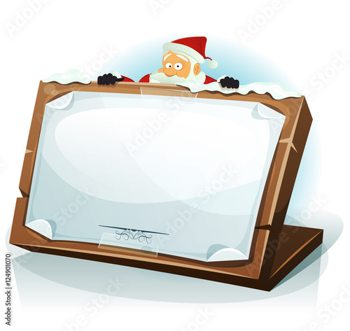 Santa Claus Behind Christmas Background