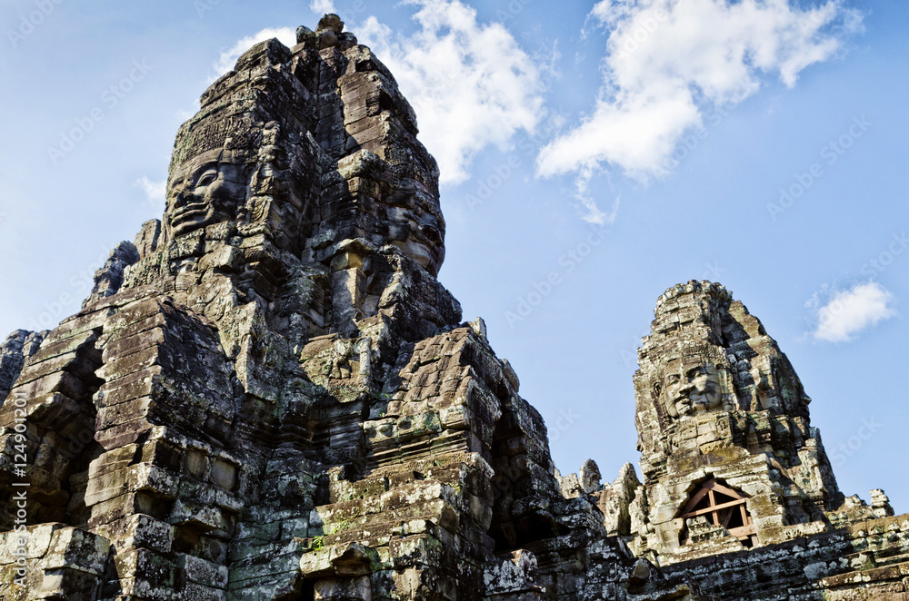ankgor wat famous landmark temple detail near siem reap cambodia