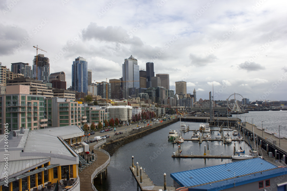 An overcast view of the Seattle