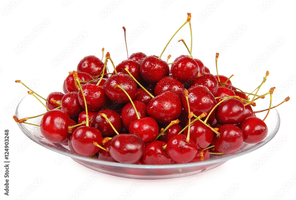 Fresh Ripe juicy sweet Cherry. Isolated on white Fresh Ripe juicy sweet Cherry. Isolated on white