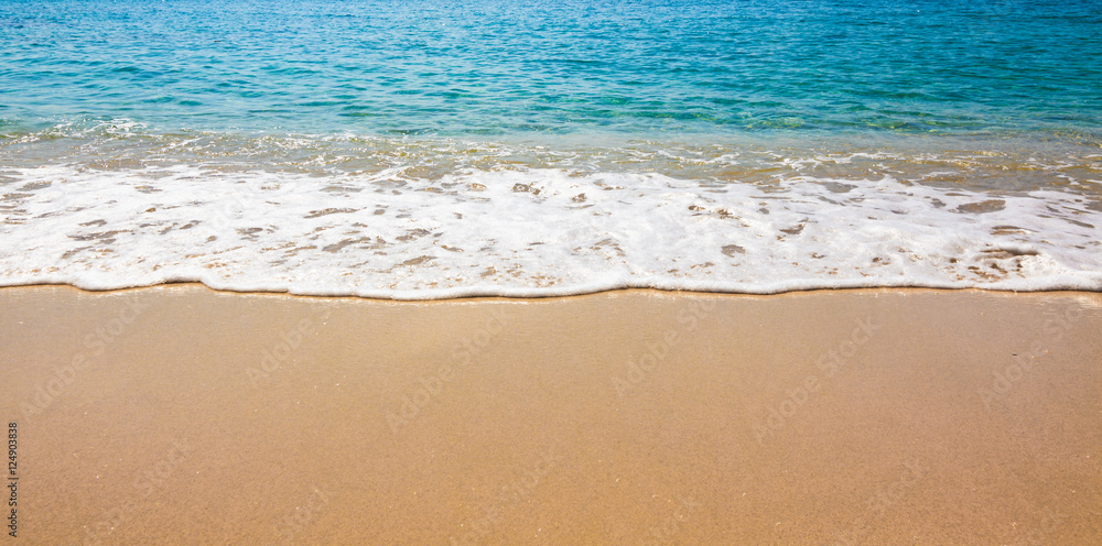 Blue Ocean Wave On Sandy Beach. Sand beach and tropical sea