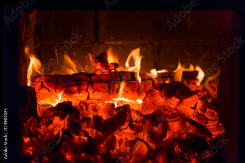 Fire in fireplace