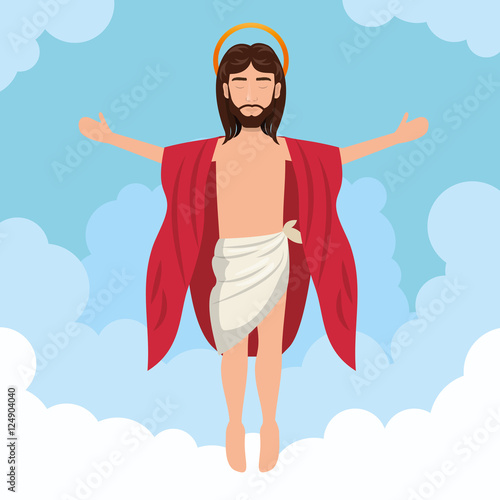 cartoon jesus christ ascension design vector illustration eps 10