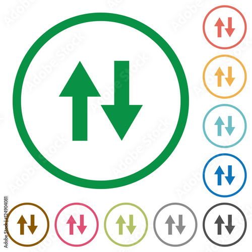 Data traffic flat icons with outlines