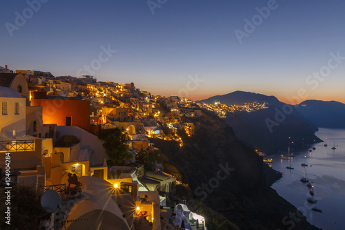 view of Oia town on Santorini at night