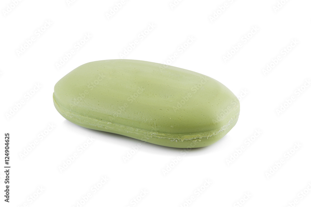 Natural green soap on white background. Natural green soap on white background.