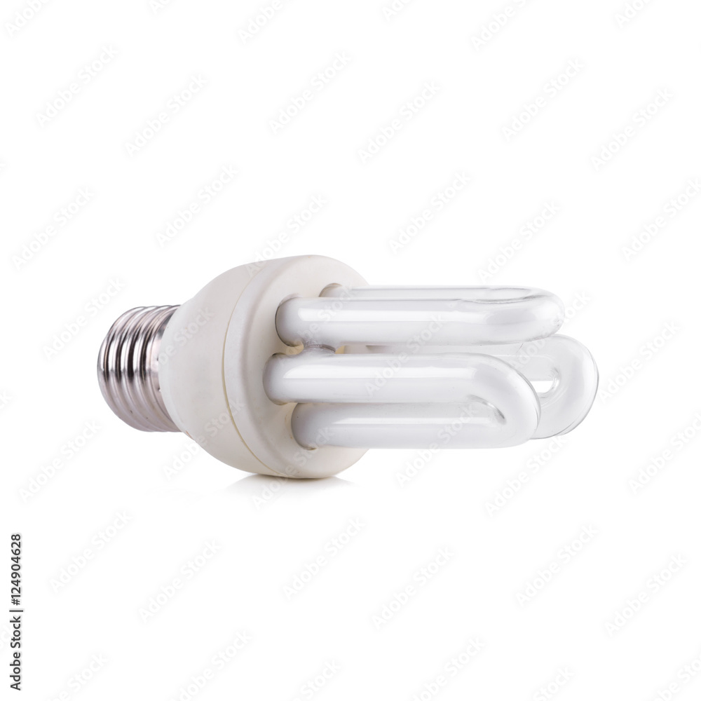 Energy Saving Lightbulb with Screw Bottom Isolated on White Back Energy Saving Lightbulb with Screw Bottom Isolated on White Back