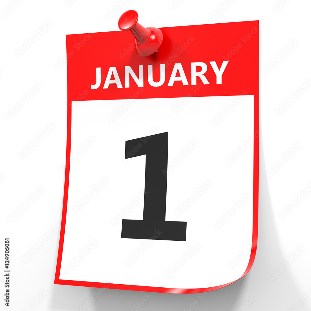 January 1. Calendar on white background. January 1. Calendar on white background.