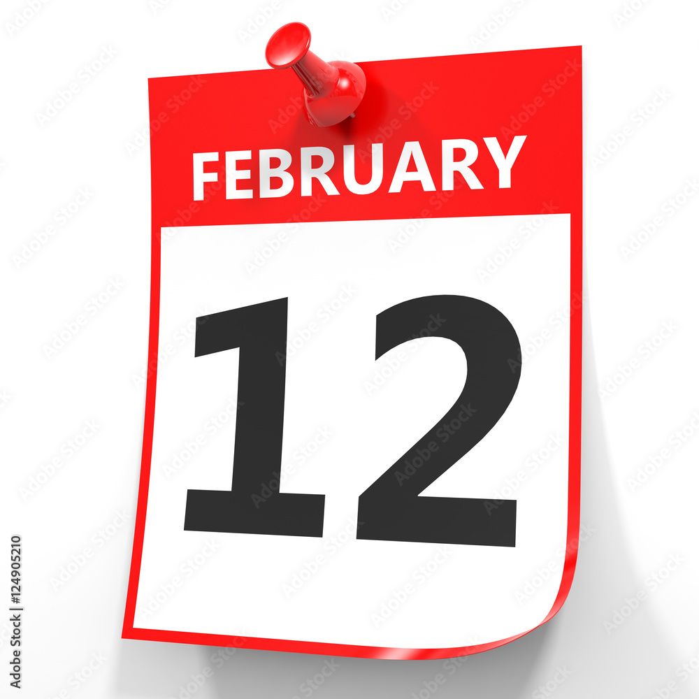 February 12. Calendar on white background. February 12. Calendar on white background.