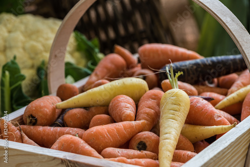 Carrots in a basket photo