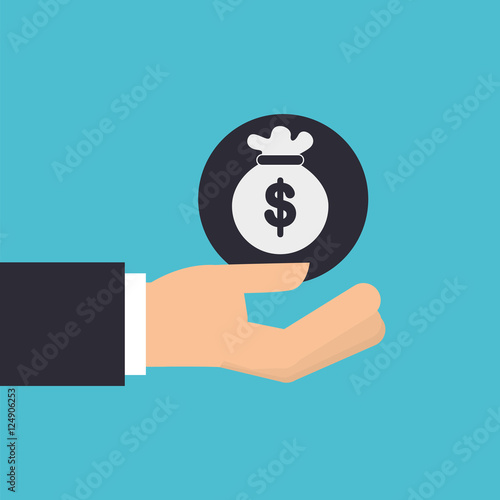 hand holding bag money icon design isolated vector illustration