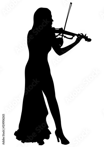 Woman with a violin in his hand on white background