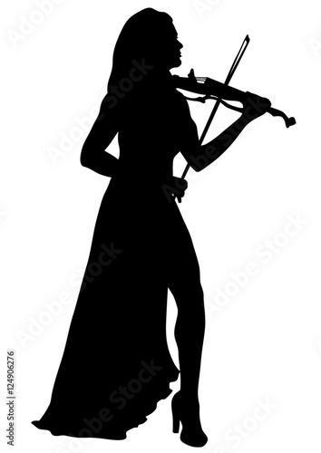 Woman with a violin in his hand on white background