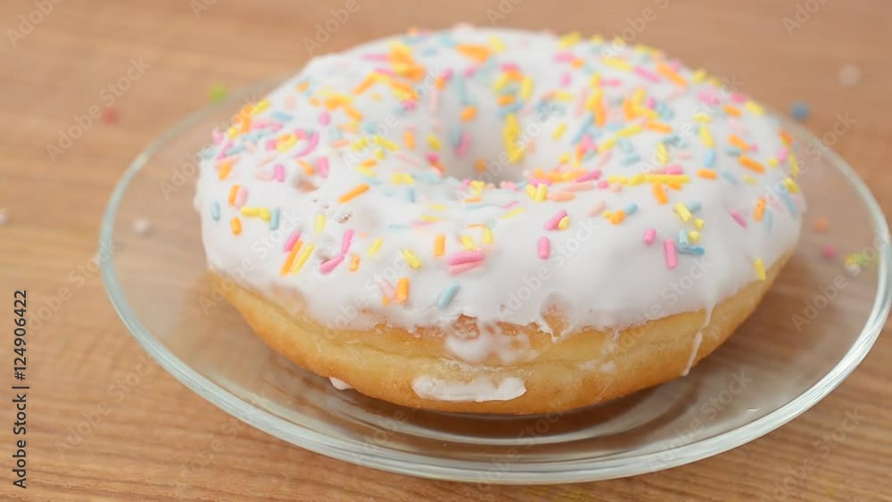 Donut on a kitchen board. Donut on a kitchen board.