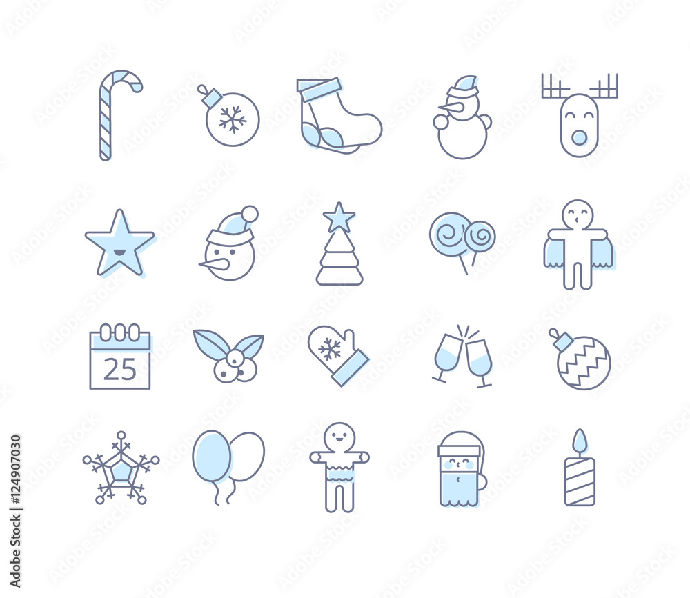 Merry christmas andd New Year line winter decoration icons symbols. Merry christmas andd New Year line winter decoration icons symbols.