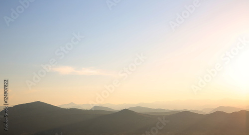 Ridge mountains landscape. Sunset, sunrise, nature background. N © Victoria Andreas