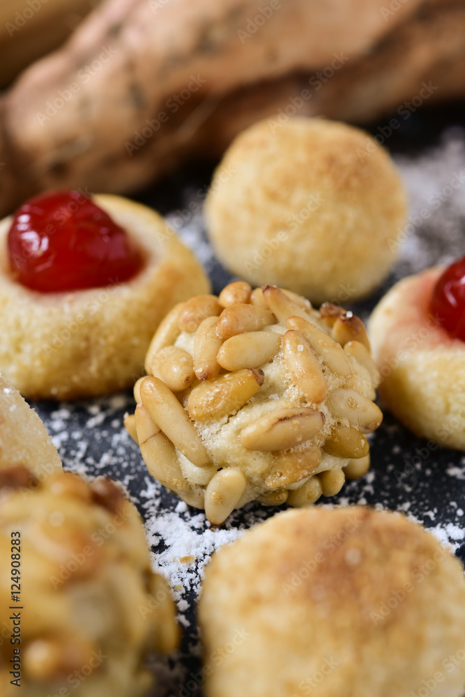 homemade panellets, typical of Catalonia, Spain, and sweet potat