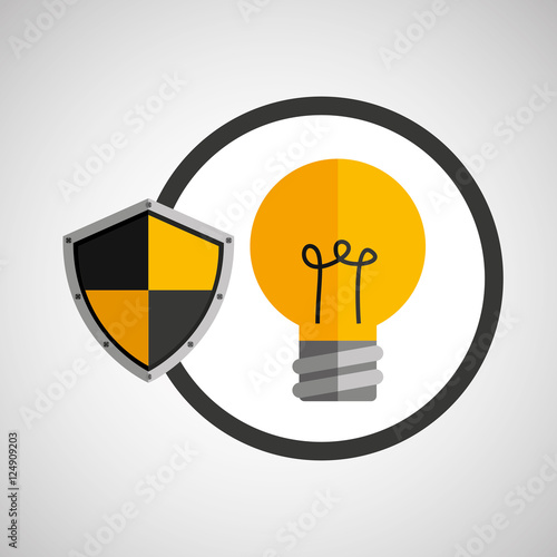 light bulb and security shield icon, vector illustration
