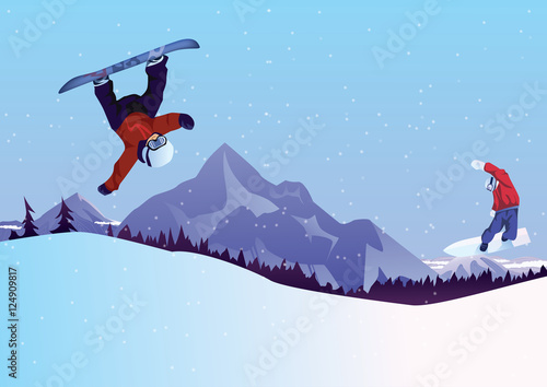 Winter sport, snowboarding - vector illustration 