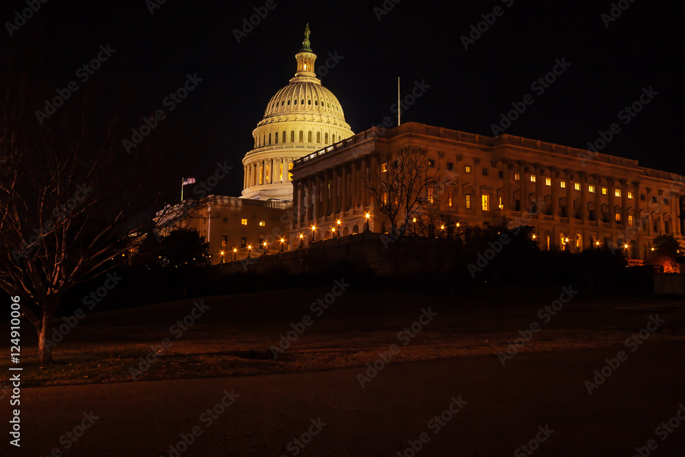 Capitol Building at Night, Washington DC, USA