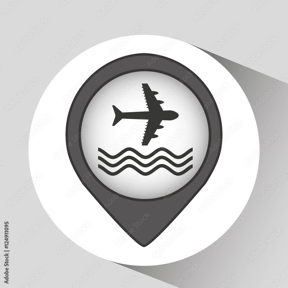 plane silhouette and water icon, vector illustration plane silhouette and water icon, vector illustration