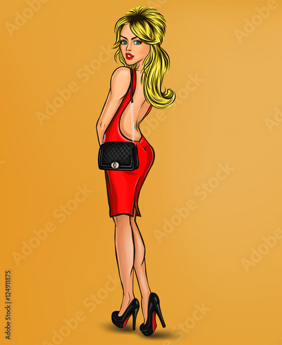 Vector illustration of sexy pin up blonde
