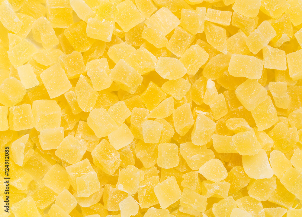 Dried pineapples take close-up background