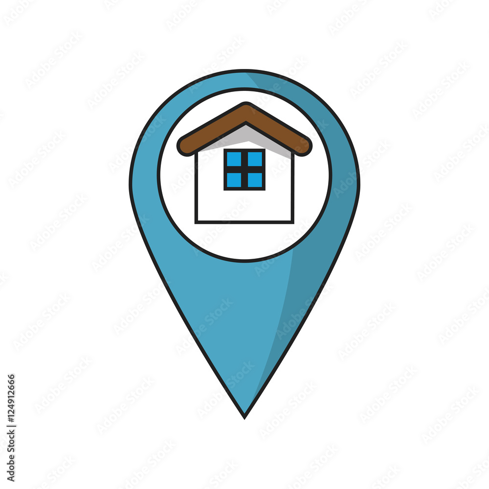 House inside gps button icon. Real estate construction property and investment theme. Isolated design. Vector illustration House inside gps button icon. Real estate construction property and investment theme. Isolated design. Vector illustration