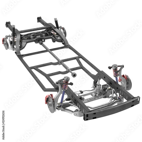car chassis isolated on white. 3D illustration photo