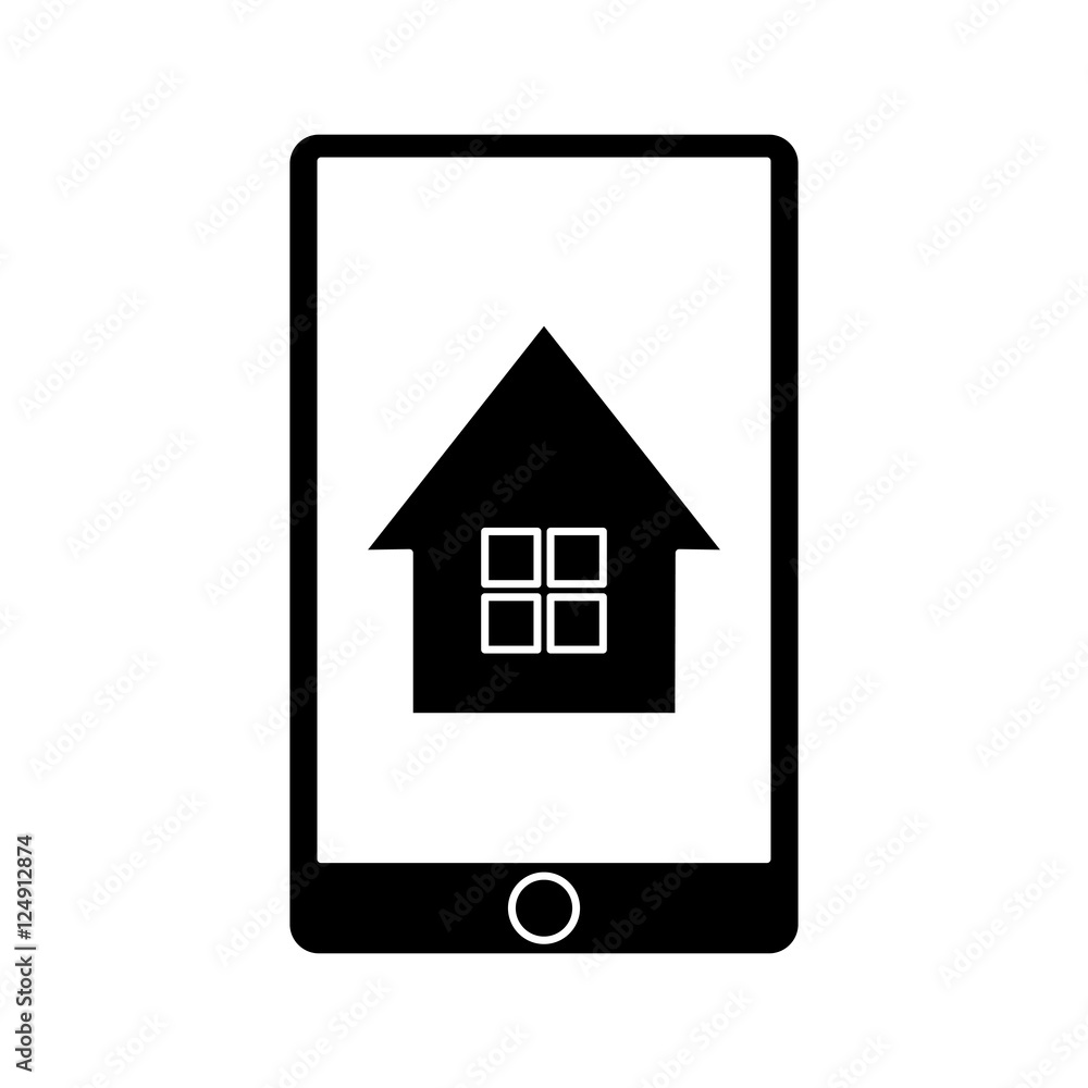 House inside smartphone icon. Real estate construction property and investment theme. Isolated design. Vector illustration House inside smartphone icon. Real estate construction property and investment theme. Isolated design. Vector illustration