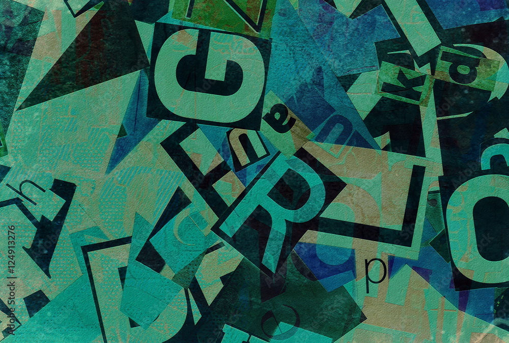 Plakat grunge collage of letters background