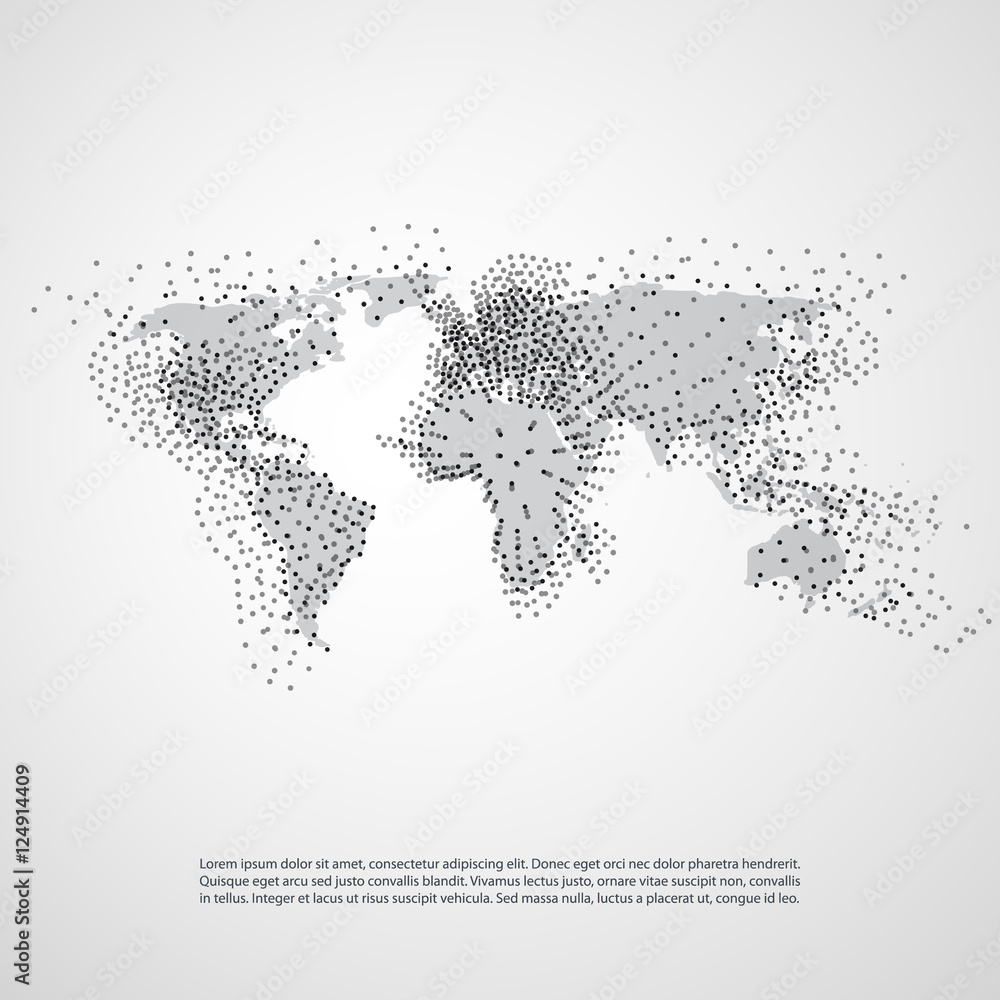 Fototapeta premium Cloud Computing and Networks with World Map - Abstract Global Digital Network Connections, Technology Concept Background, Creative Design Element Template