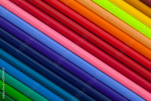 Detail of rainbow  colorful Pencil on the desk