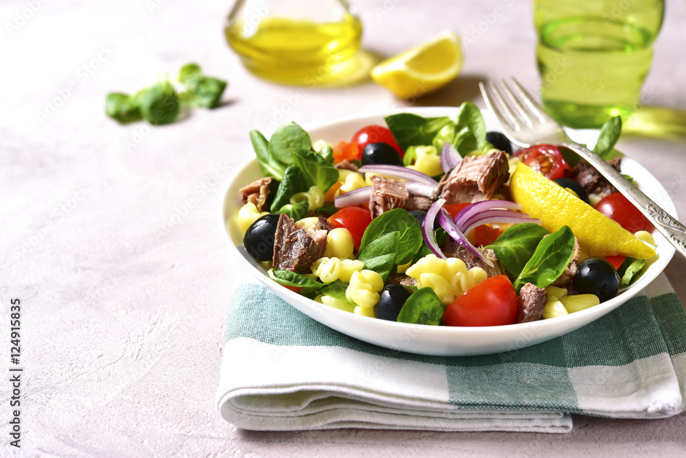 Pasta salad with tuna and vegetables. Pasta salad with tuna and vegetables.