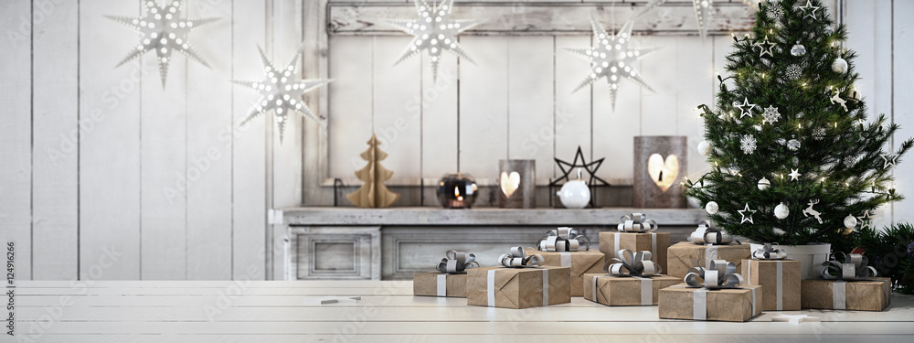beautiful gift with Christmas ornaments. 3d rendering beautiful gift with Christmas ornaments. 3d rendering