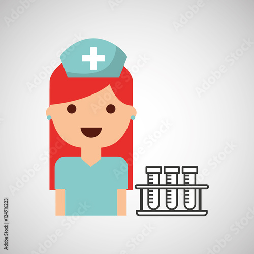 nurse cartoon test tube laboratory design vector illustration