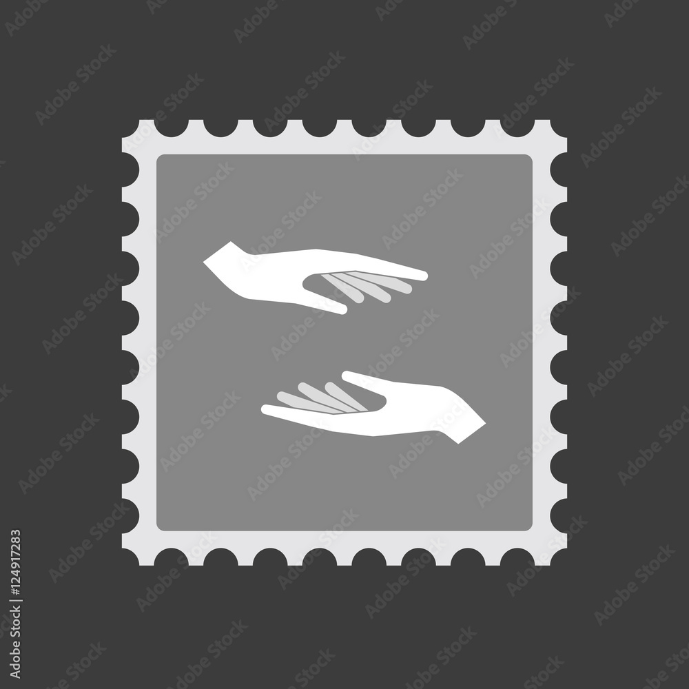 Obraz premium Isolated mail stamp icon with two hands giving and receiving o