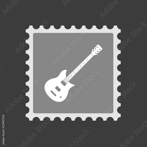 Isolated mail stamp icon with  an electric guitar