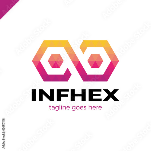 Two hexagonal chain links logo. Tech connection concept.