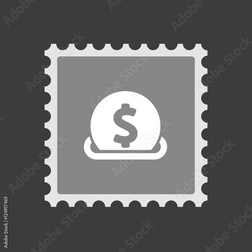 Isolated mail stamp icon with  a dollar coin entering in a money