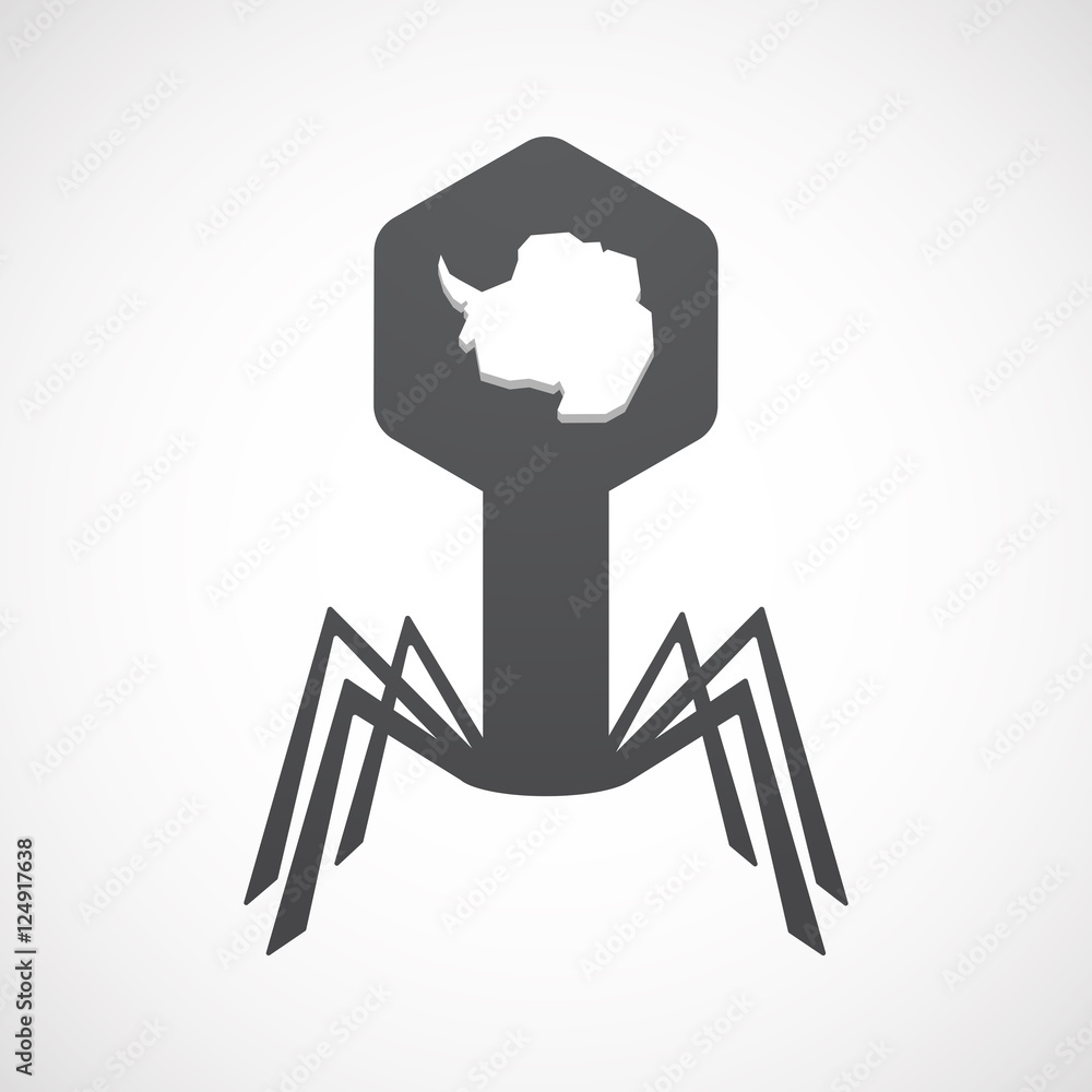 Fototapeta premium Isolated virus icon with the map of Antarctica