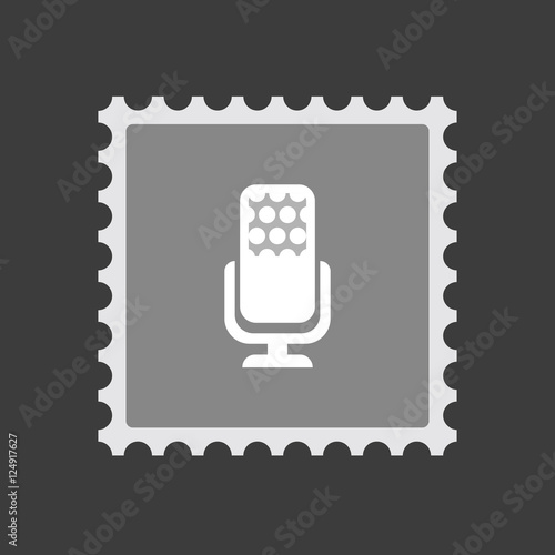 Isolated mail stamp icon with  a microphone sign